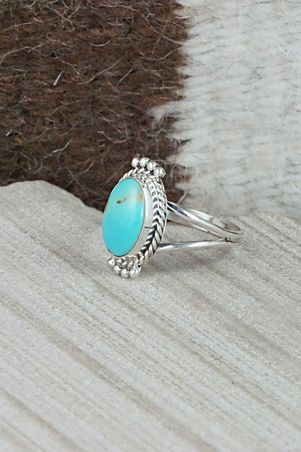 Turquoise and Sterling Silver Ring - Jan Mariano - Size 9.5