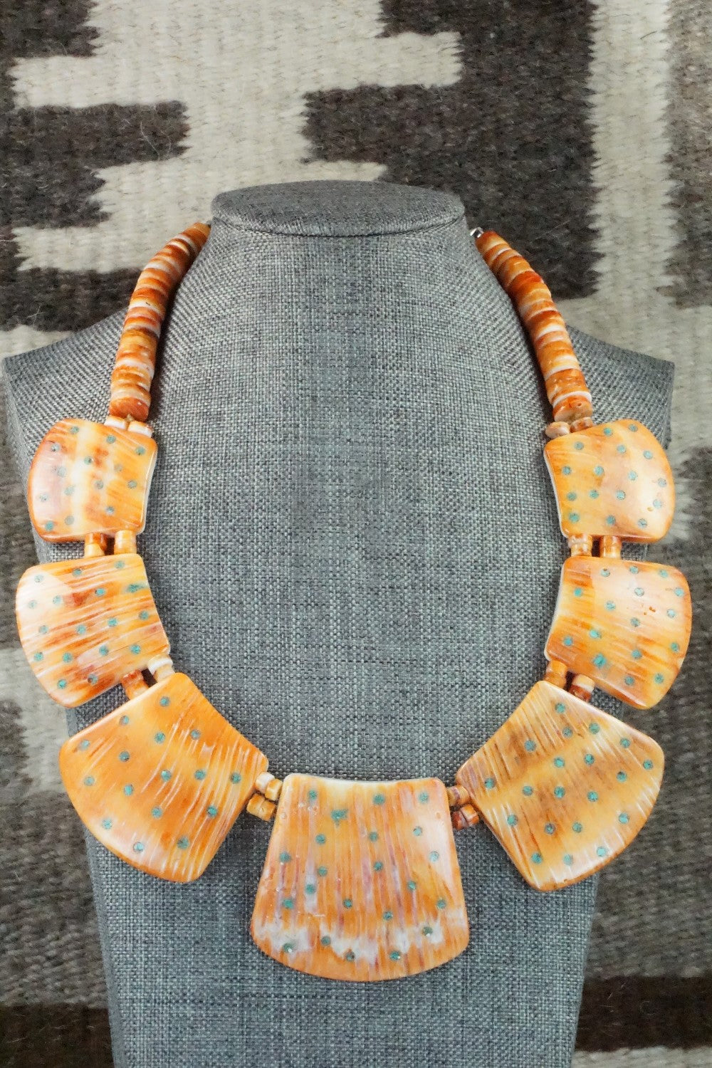 Spiny Oyster and Turquoise Necklace - Joe Garcia