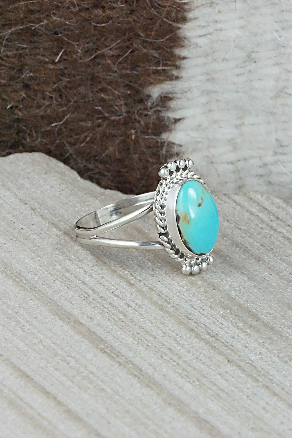 Turquoise and Sterling Silver Ring - Jan Mariano - Size 9.5