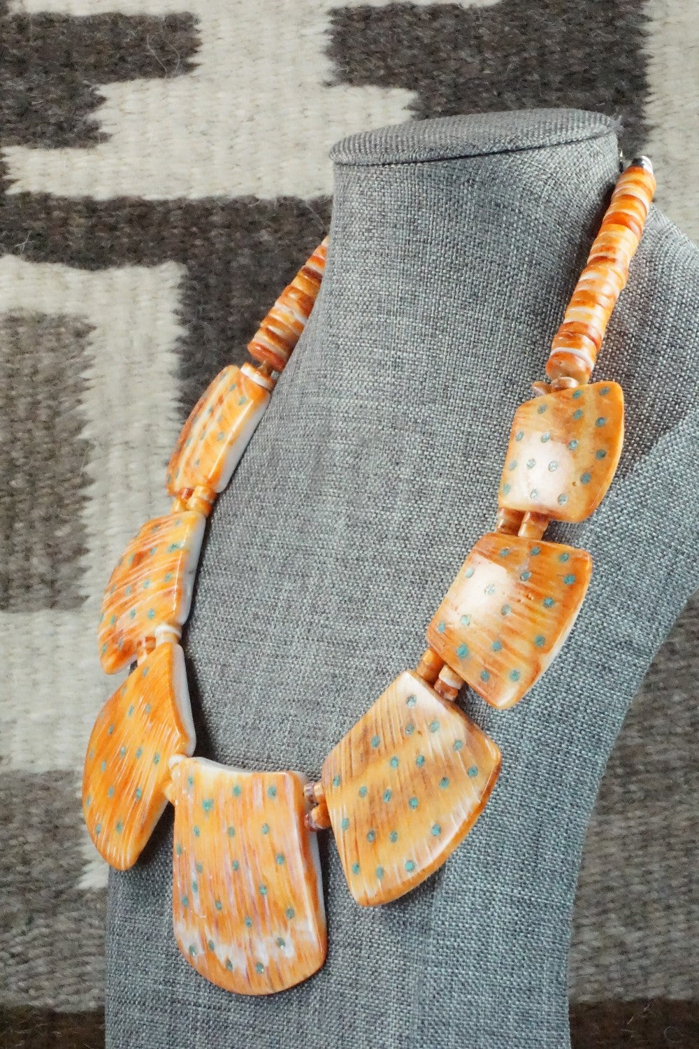 Spiny Oyster and Turquoise Necklace - Joe Garcia