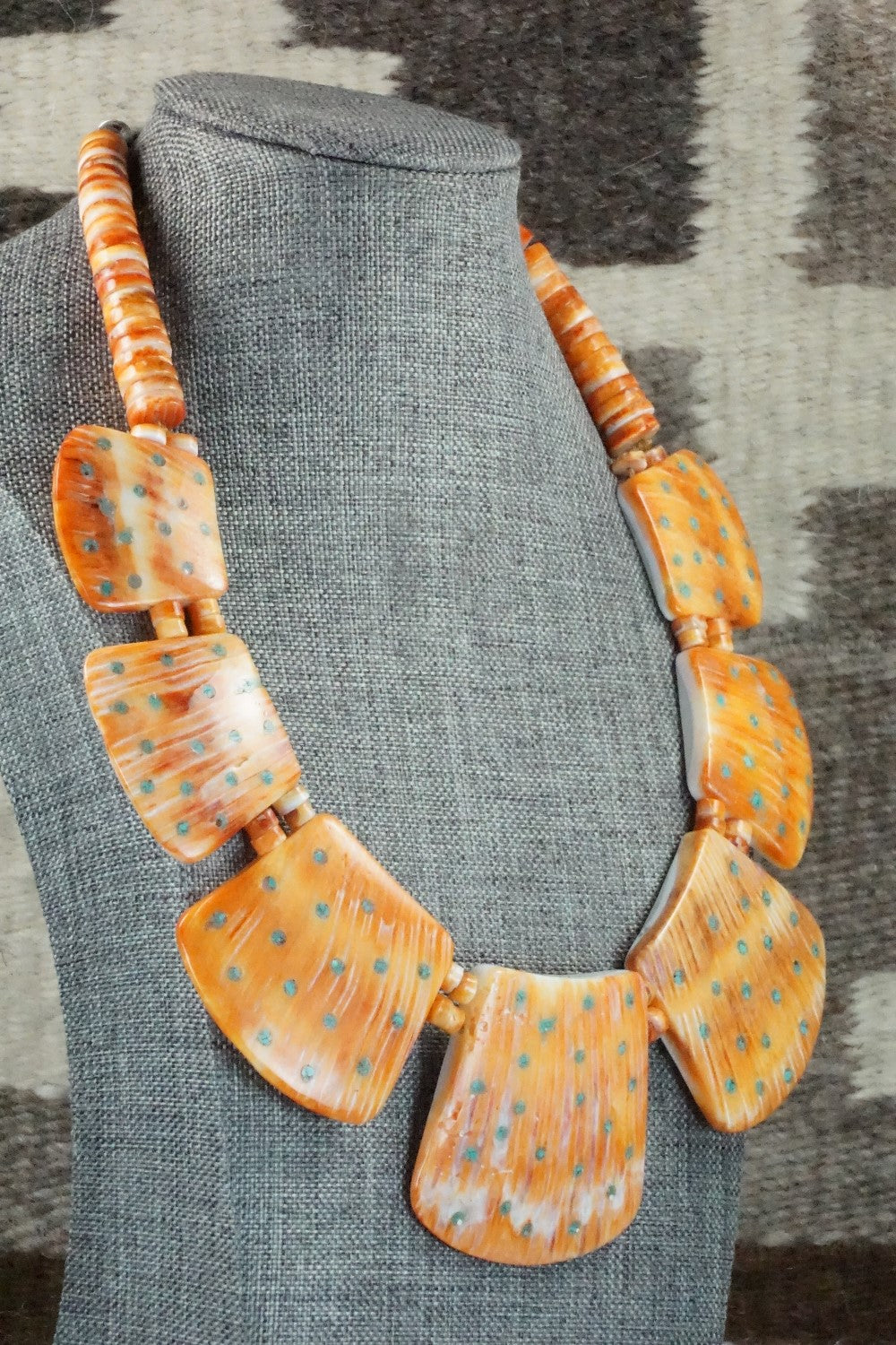 Spiny Oyster and Turquoise Necklace - Joe Garcia