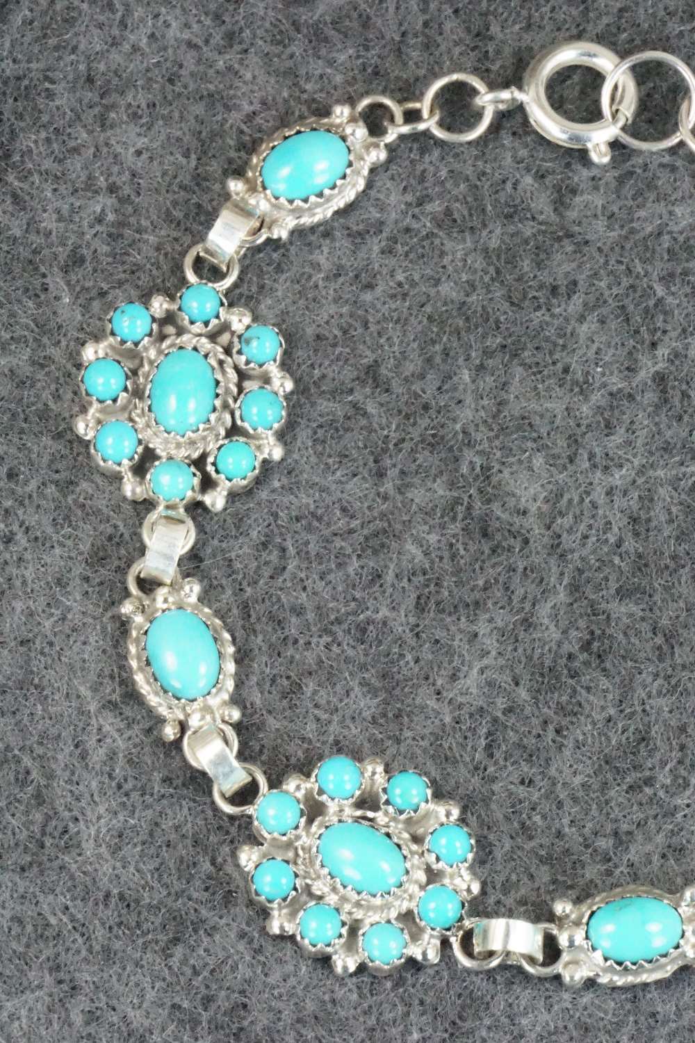 Turquoise & Sterling Silver Link Bracelet - Lorena Edaakie
