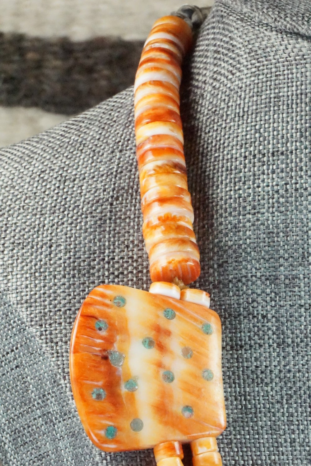Spiny Oyster and Turquoise Necklace - Joe Garcia