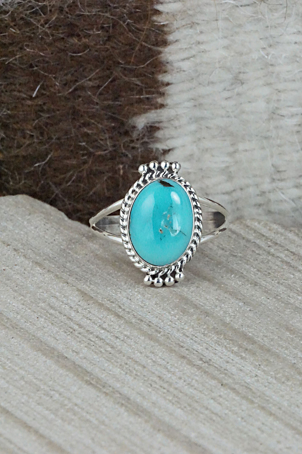 Turquoise and Sterling Silver Ring - Jan Mariano - Size 9.5