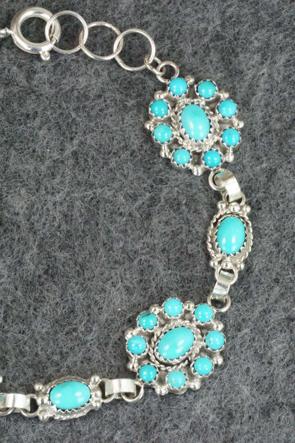 Turquoise & Sterling Silver Link Bracelet - Lorena Edaakie