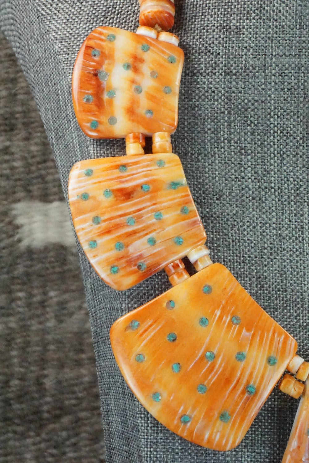Spiny Oyster and Turquoise Necklace - Joe Garcia