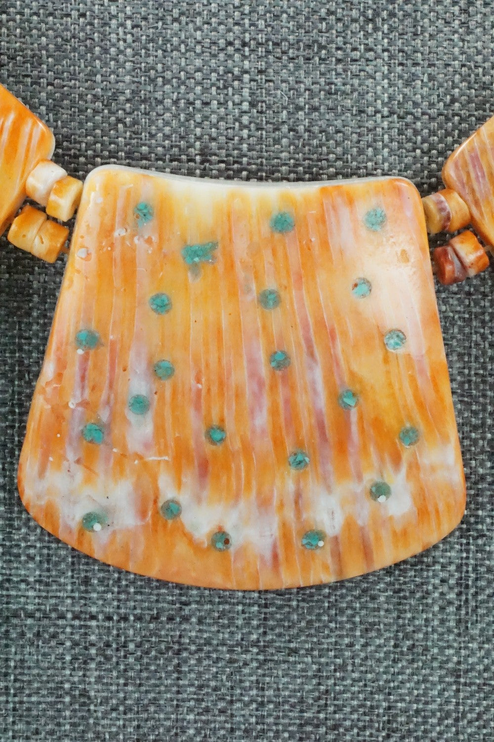 Spiny Oyster and Turquoise Necklace - Joe Garcia
