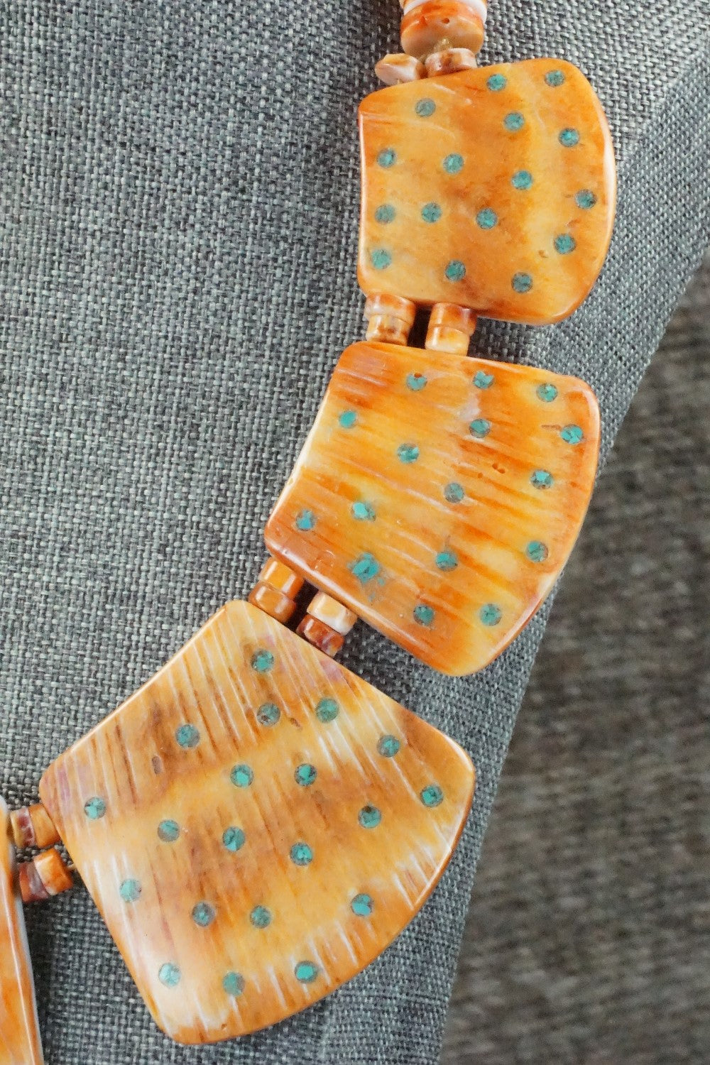 Spiny Oyster and Turquoise Necklace - Joe Garcia