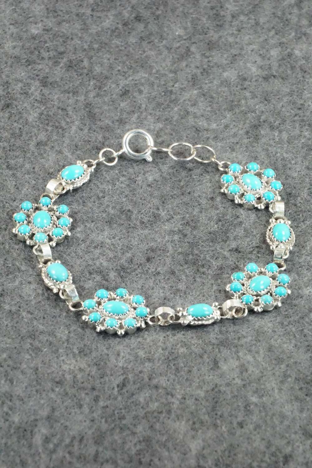 Turquoise & Sterling Silver Link Bracelet - Lorena Edaakie
