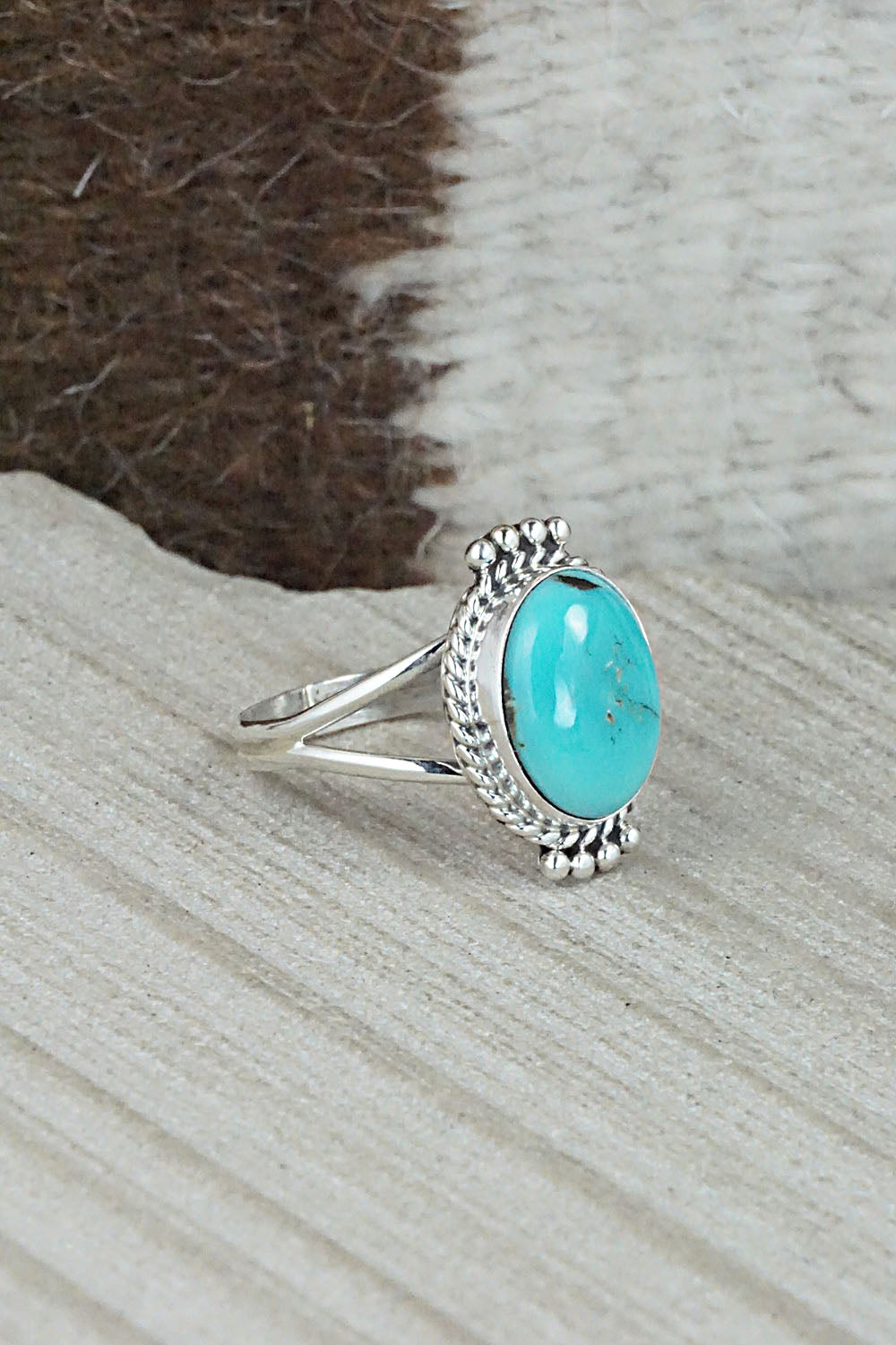 Turquoise and Sterling Silver Ring - Jan Mariano - Size 9.5