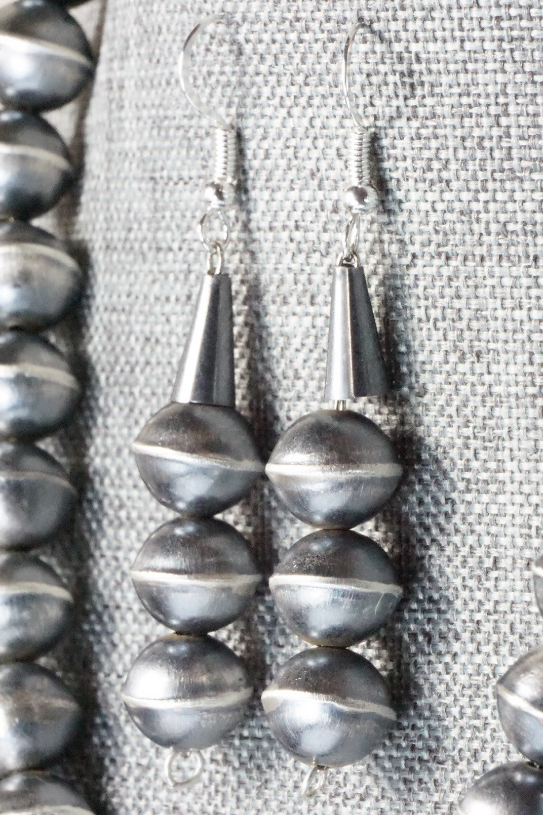 Turquoise & Sterling Silver Squash Blossom Necklace and Earrings - Gilbert Martin