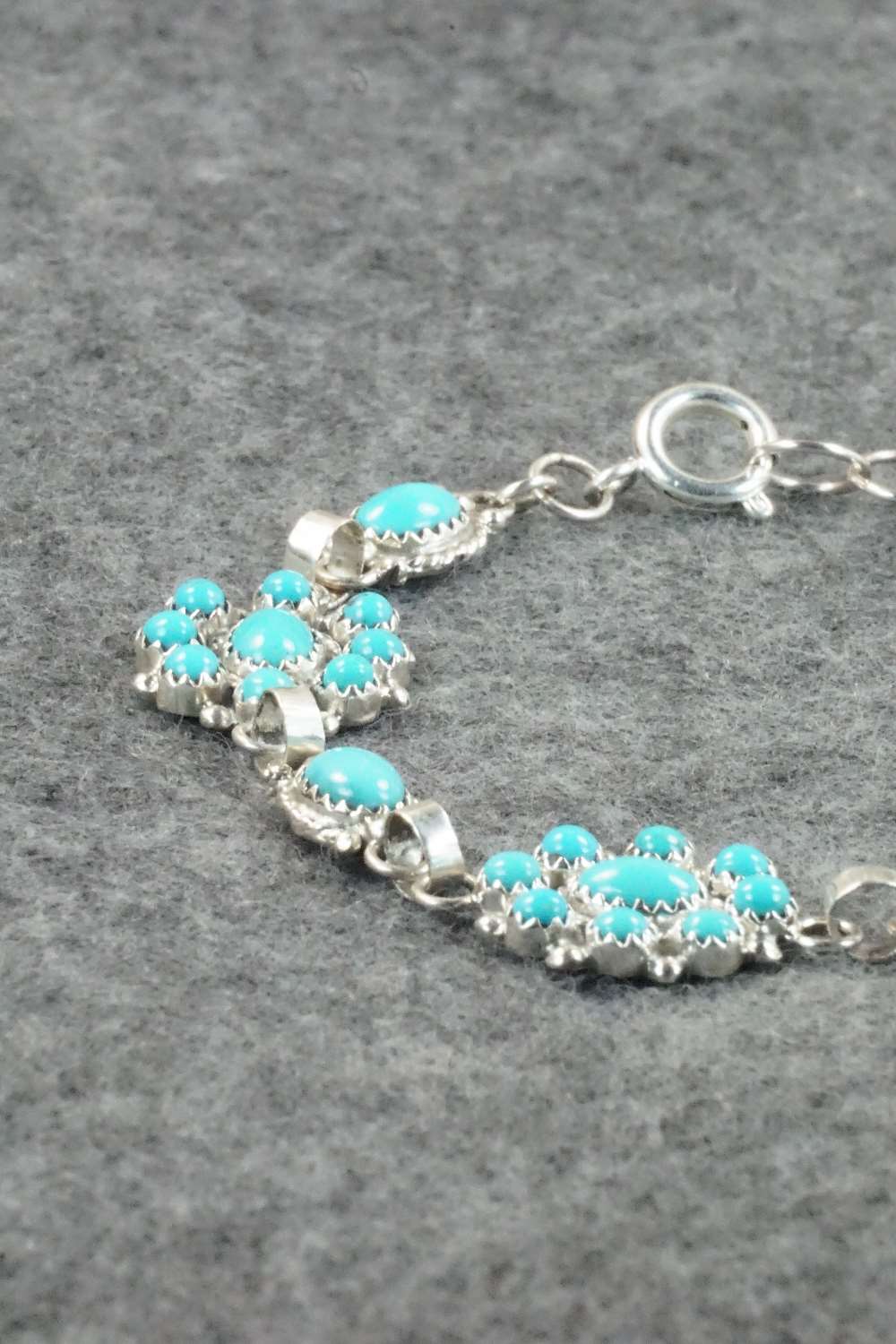 Turquoise & Sterling Silver Link Bracelet - Lorena Edaakie