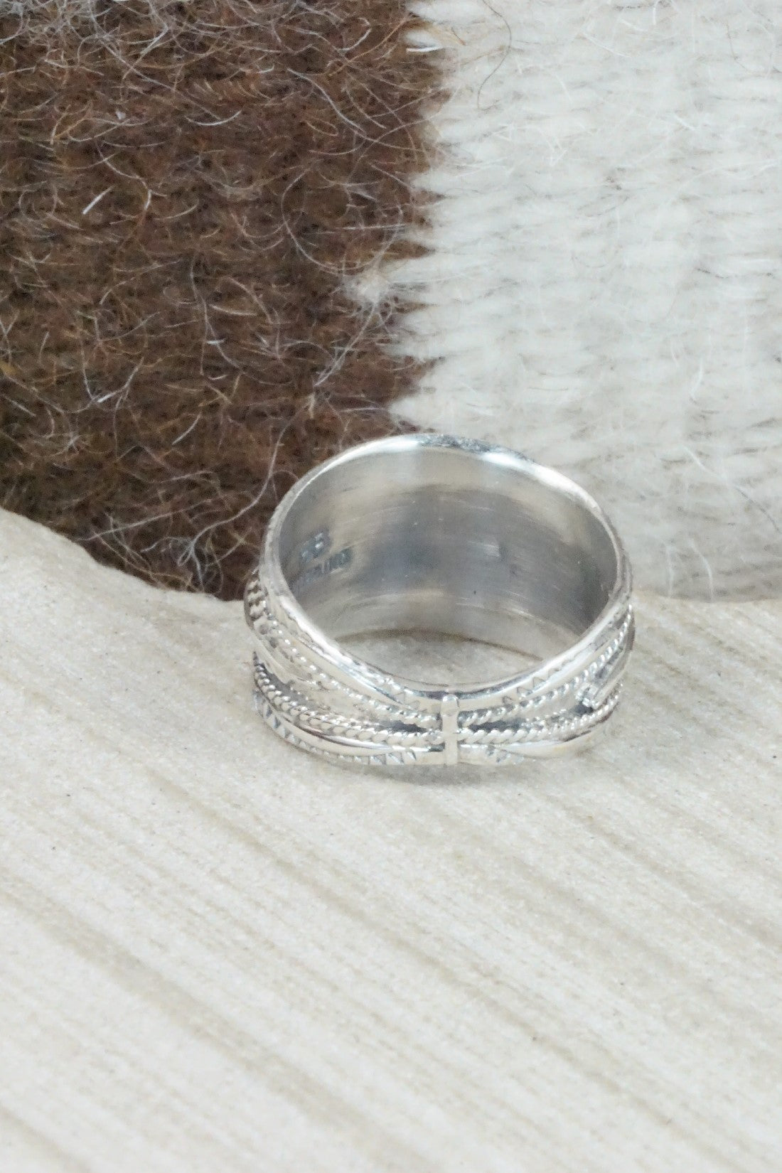 Turquoise, Coral & Sterling Silver Ring - Betty Begay - Size 10