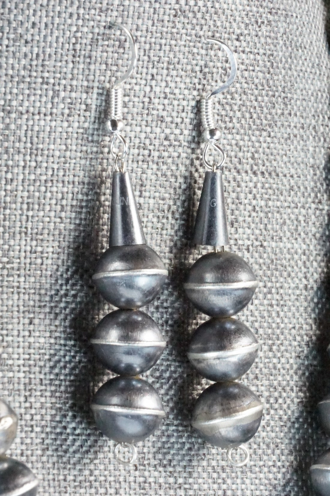 Turquoise & Sterling Silver Squash Blossom Necklace and Earrings - Gilbert Martin
