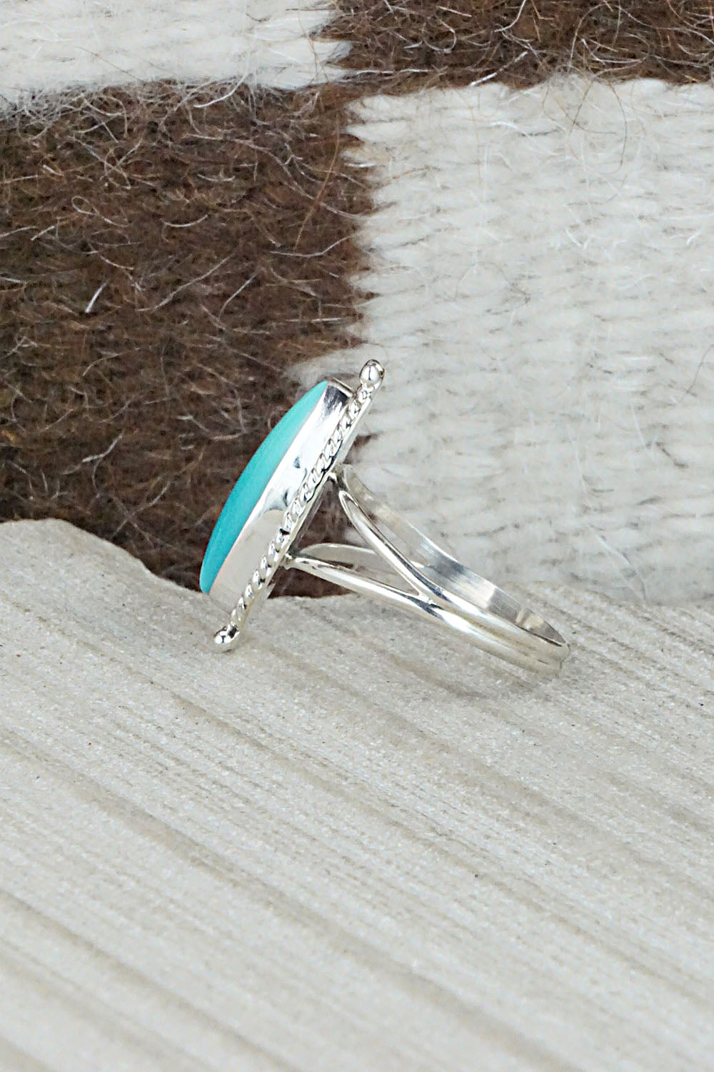 Turquoise and Sterling Silver Ring - Jan Mariano - Size 9.5