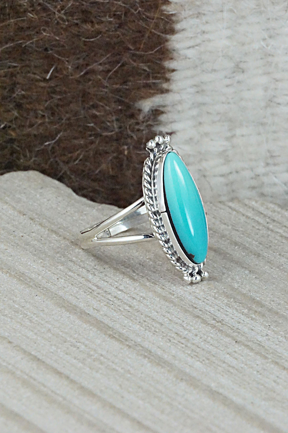 Turquoise and Sterling Silver Ring - Jan Mariano - Size 9.5