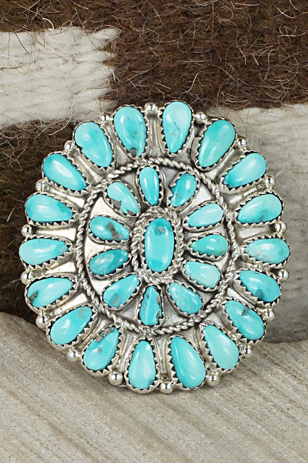 Turquoise and Sterling Silver Ring - Justina Wilson - Size 9