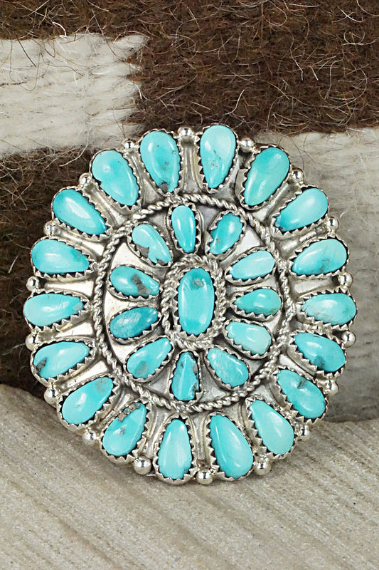 Turquoise and Sterling Silver Ring - Justina Wilson - Size 9
