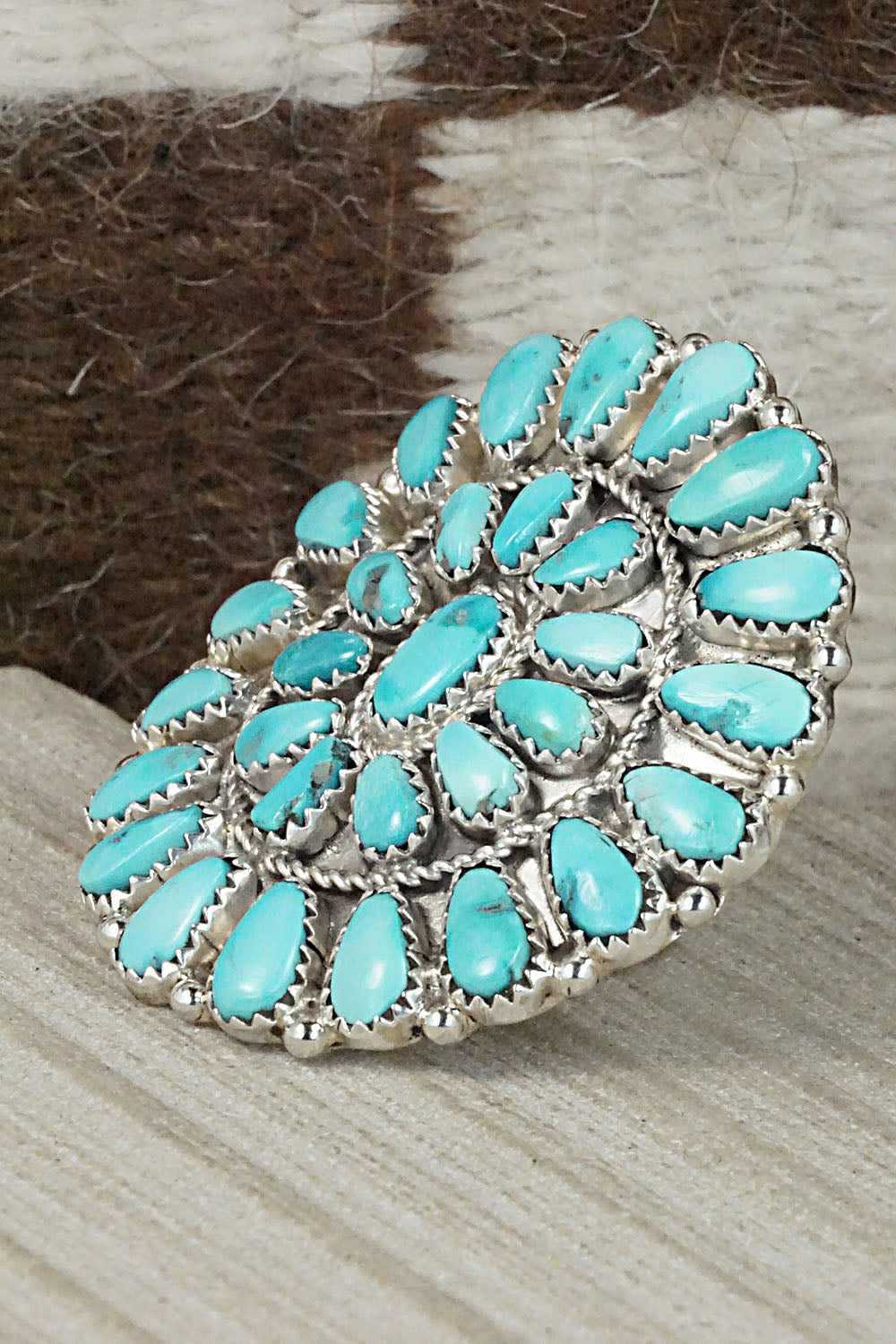 Turquoise and Sterling Silver Ring - Justina Wilson - Size 9