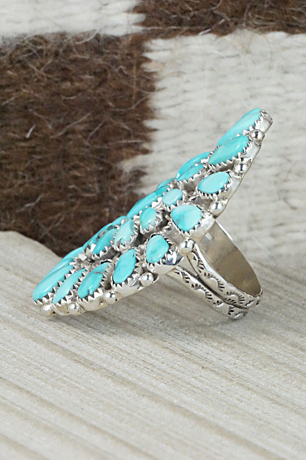 Turquoise and Sterling Silver Ring - Justina Wilson - Size 9