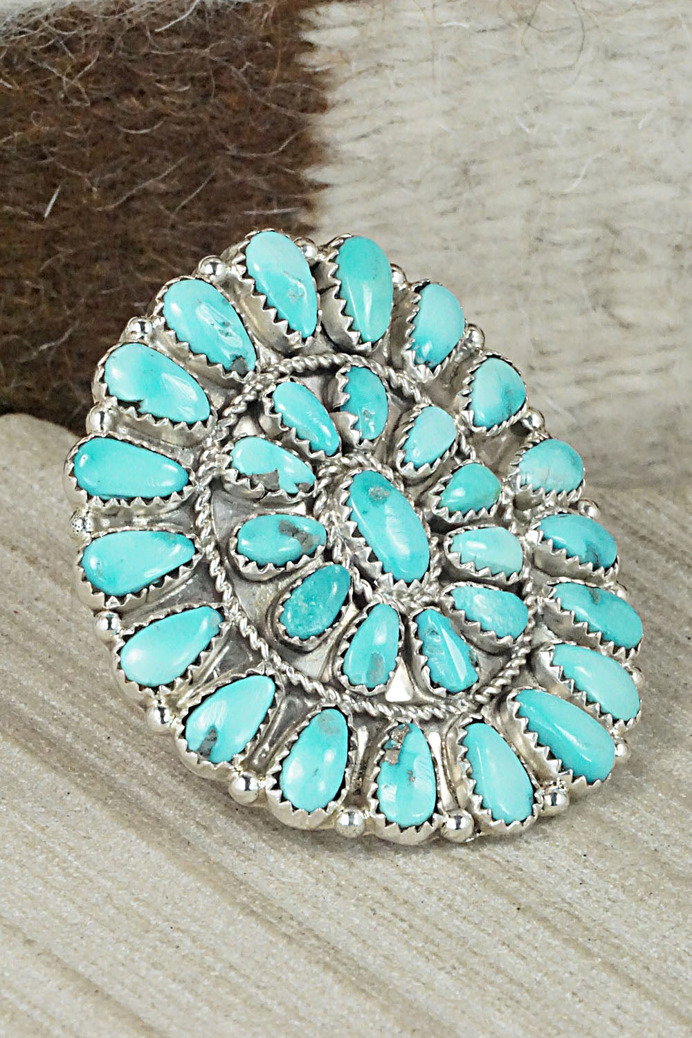 Turquoise and Sterling Silver Ring - Justina Wilson - Size 9