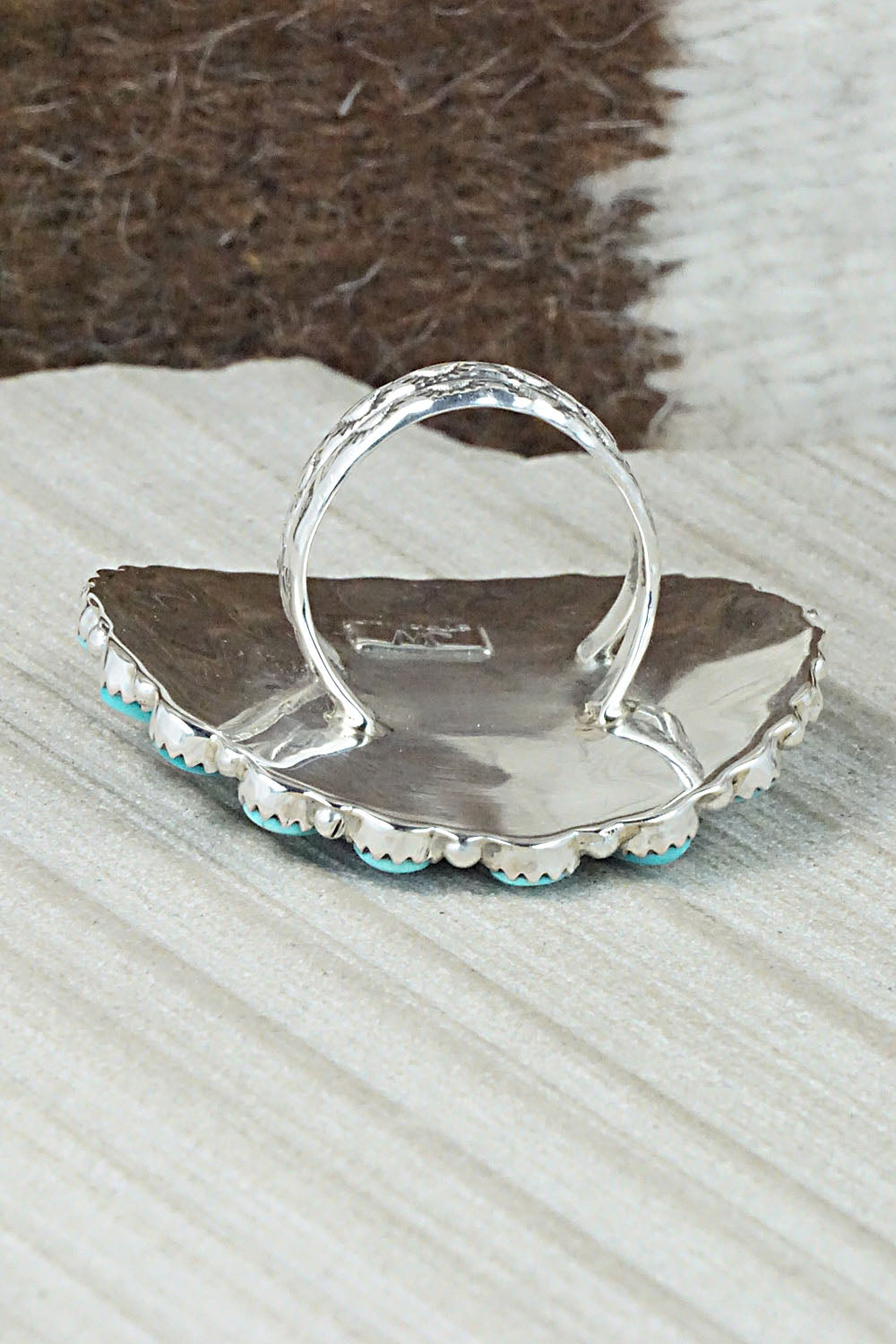 Turquoise and Sterling Silver Ring - Justina Wilson - Size 9