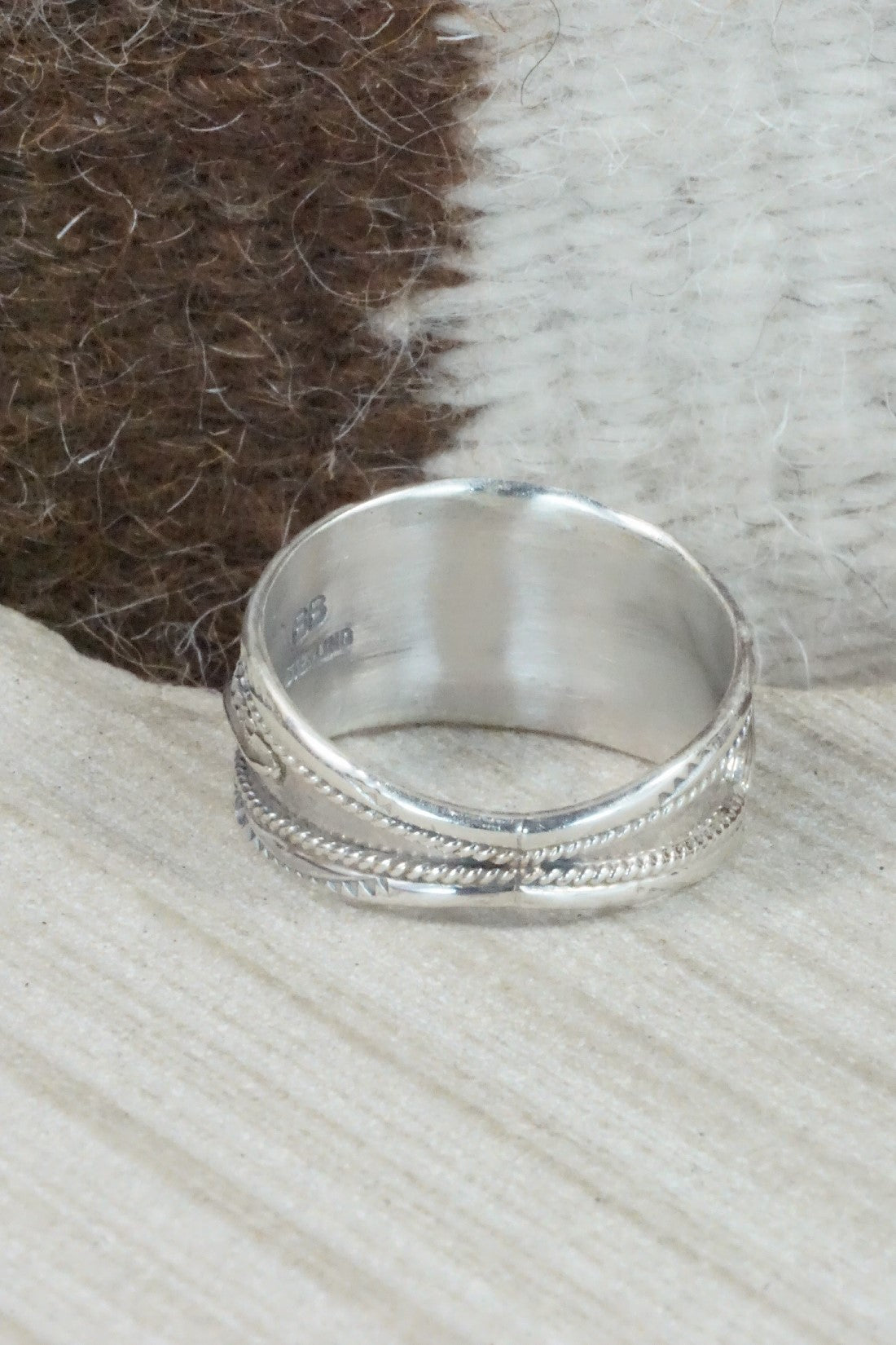 Turquoise, Coral & Sterling Silver Ring - Betty Begay - Size 14.25