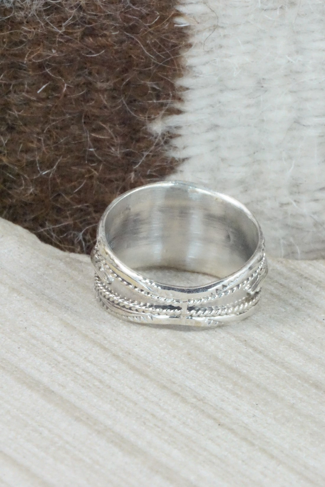 Turquoise, Coral & Sterling Silver Ring - Betty Begay - Size 12