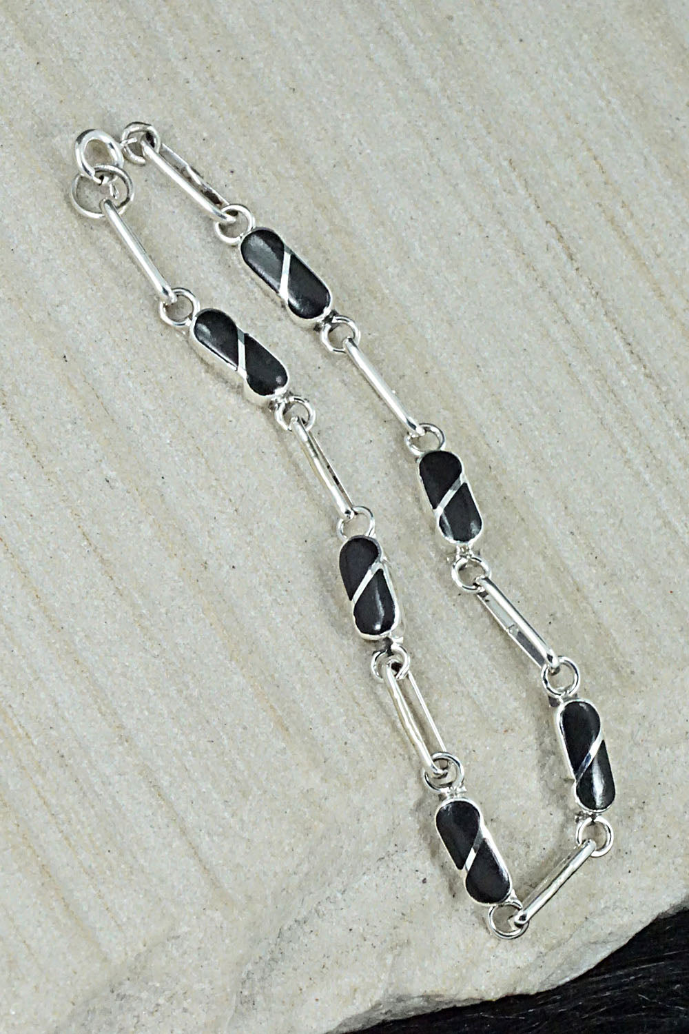 Onyx & Sterling Silver Link Bracelet - Gina Dosedo