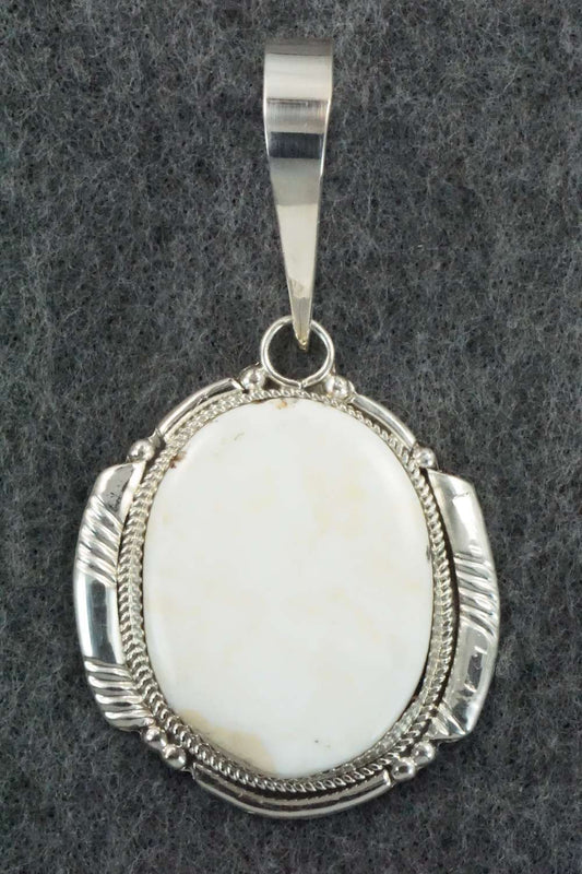 White Buffalo & Sterling Silver Pendant - Kenny Calavaza