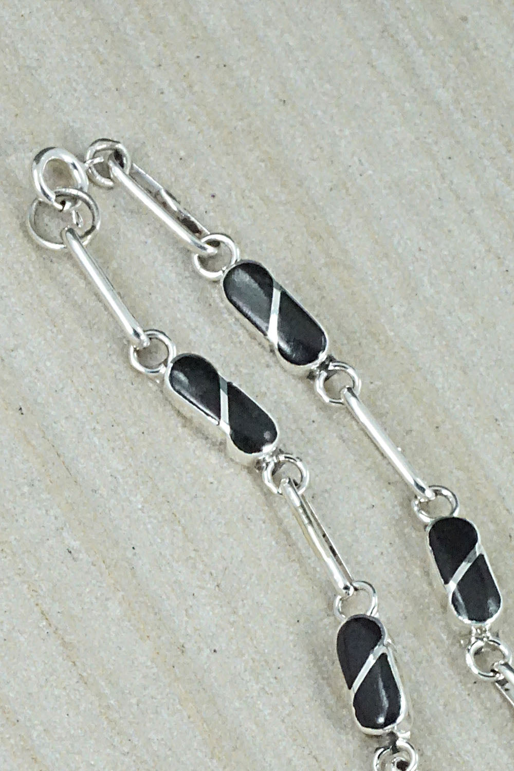 Onyx & Sterling Silver Link Bracelet - Gina Dosedo