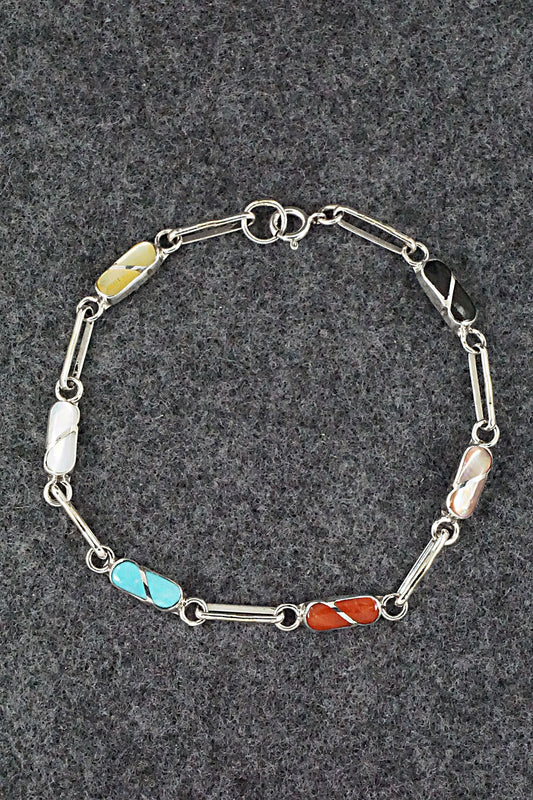 Multi Stone & Sterling Silver Link Bracelet - Gina Dosedo