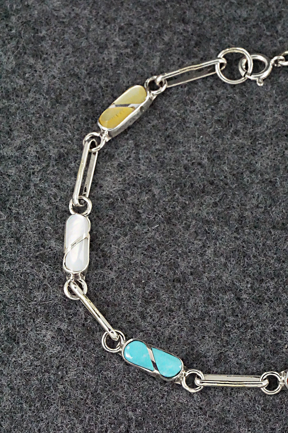 Multi Stone & Sterling Silver Link Bracelet - Gina Dosedo
