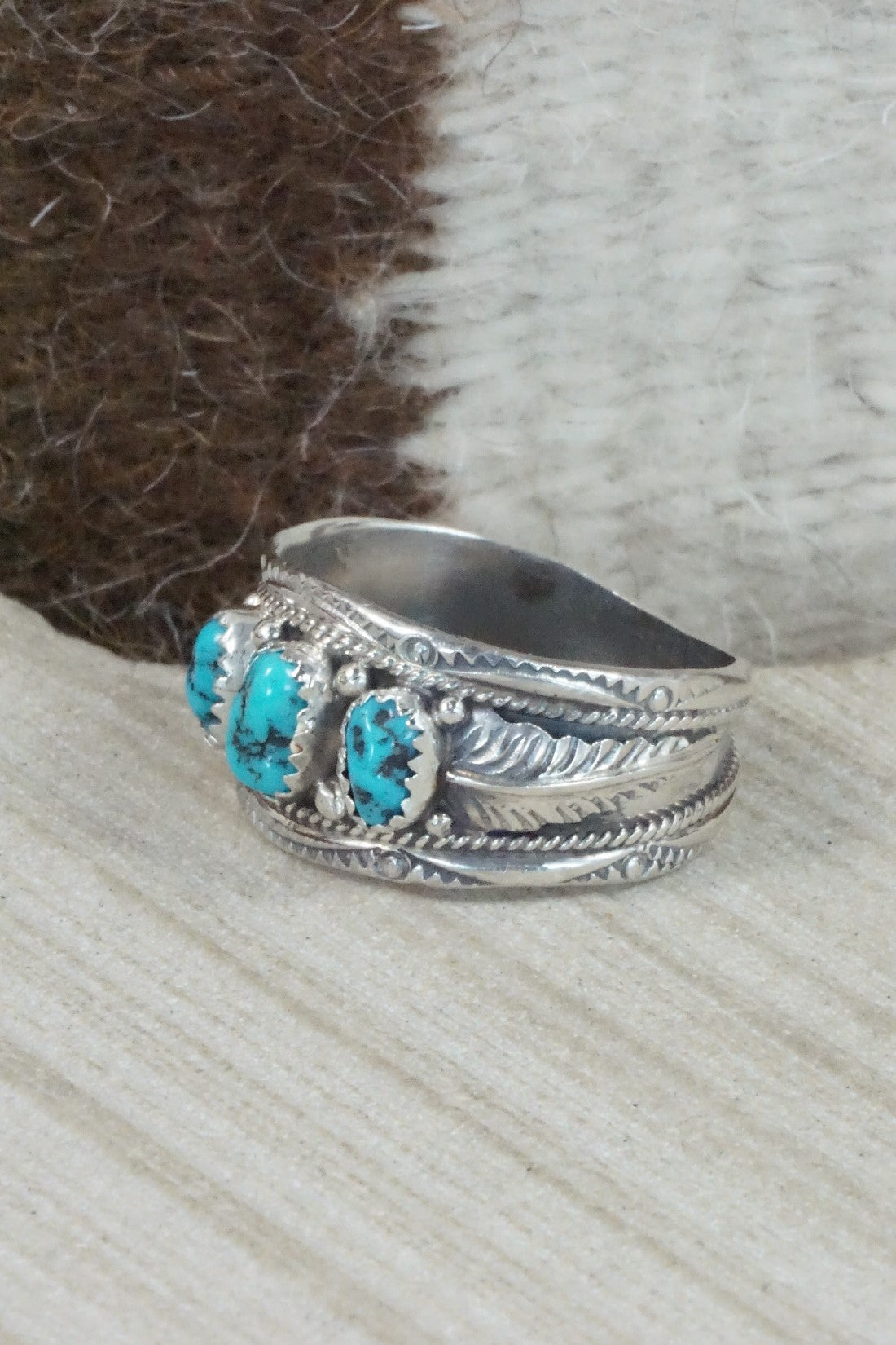 Turquoise & Sterling Silver Ring - Betty Begay - Size 14.5
