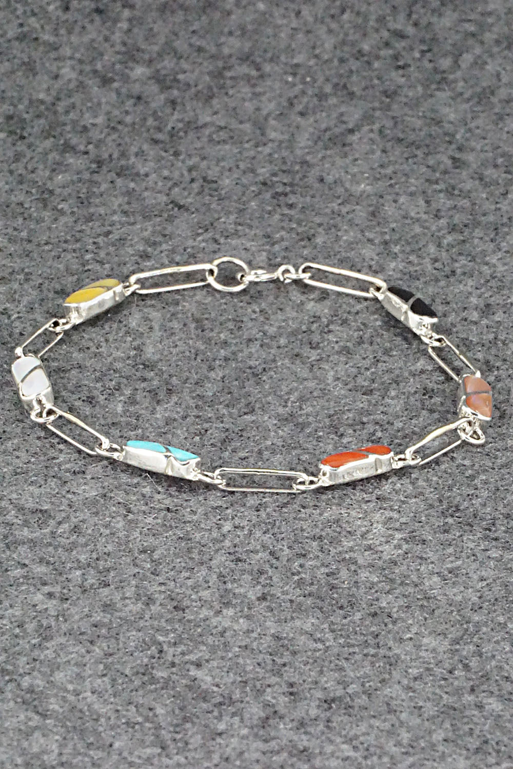 Multi Stone & Sterling Silver Link Bracelet - Gina Dosedo