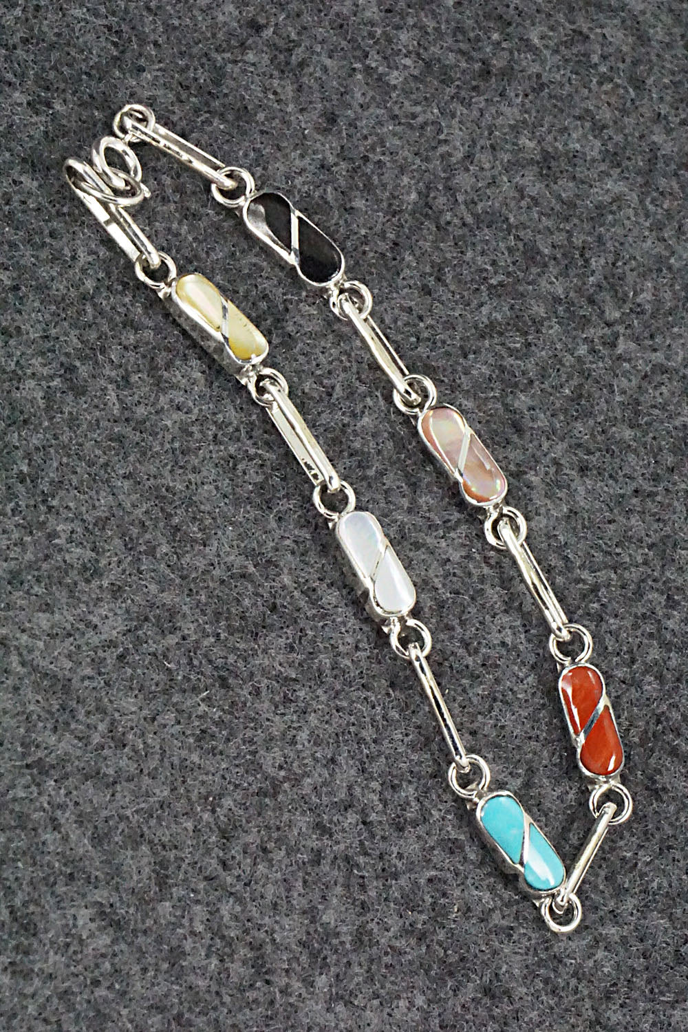 Multi Stone & Sterling Silver Link Bracelet - Gina Dosedo