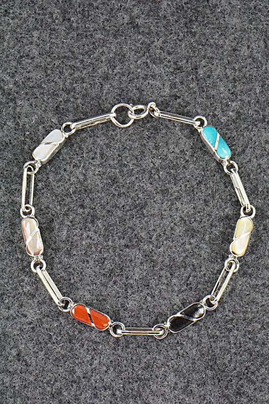 Multi Stone & Sterling Silver Link Bracelet - Gina Dosedo