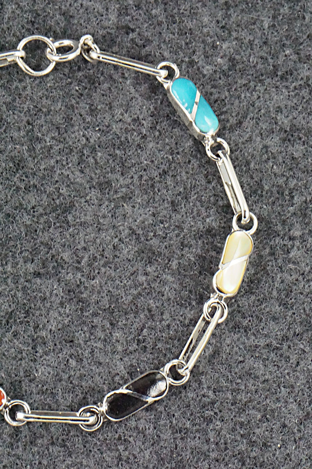 Multi Stone & Sterling Silver Link Bracelet - Gina Dosedo