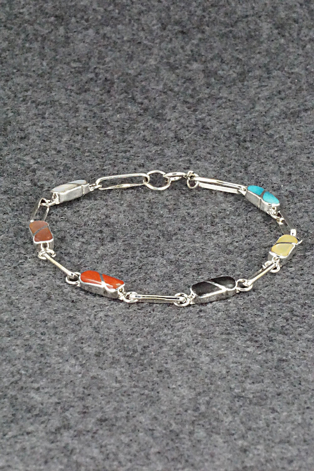 Multi Stone & Sterling Silver Link Bracelet - Gina Dosedo