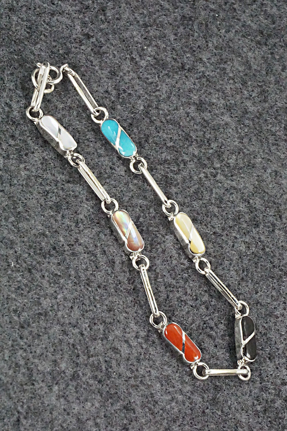 Multi Stone & Sterling Silver Link Bracelet - Gina Dosedo