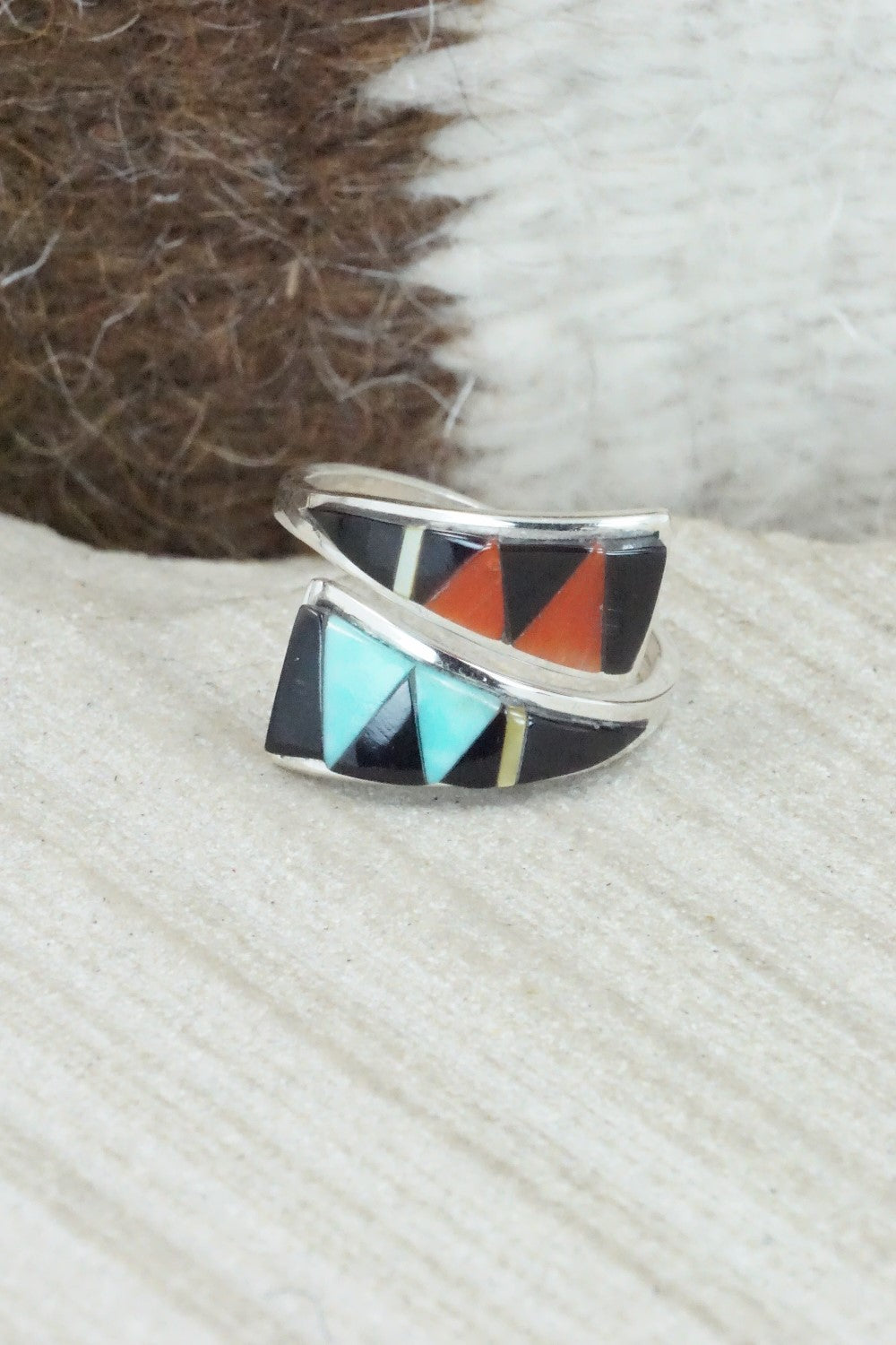 Multi Stone & Sterling Silver Ring - Cena Zuni - Size 6.25