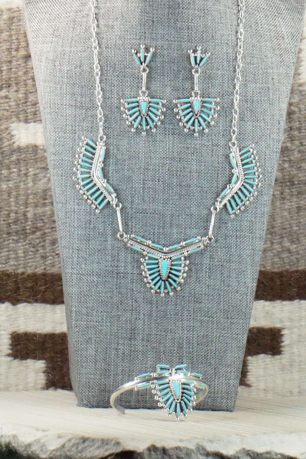 Turquoise & Sterling Silver Jewelry Set - Cordelia Waatsa