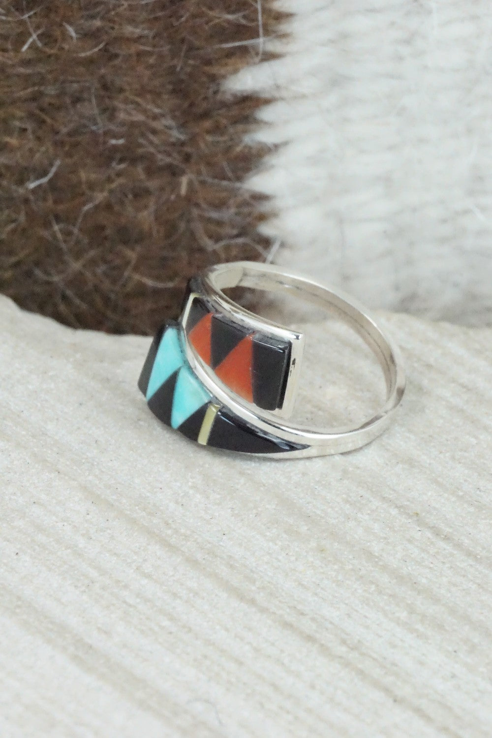 Multi Stone & Sterling Silver Ring - Cena Zuni - Size 6.25