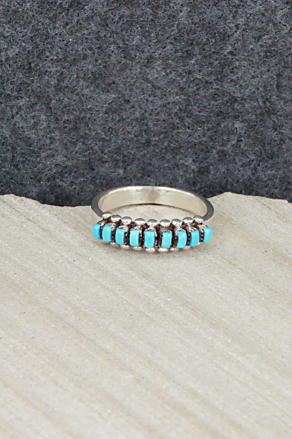 Turquoise & Sterling Silver Ring - Irma Unkestine - Size 7.25
