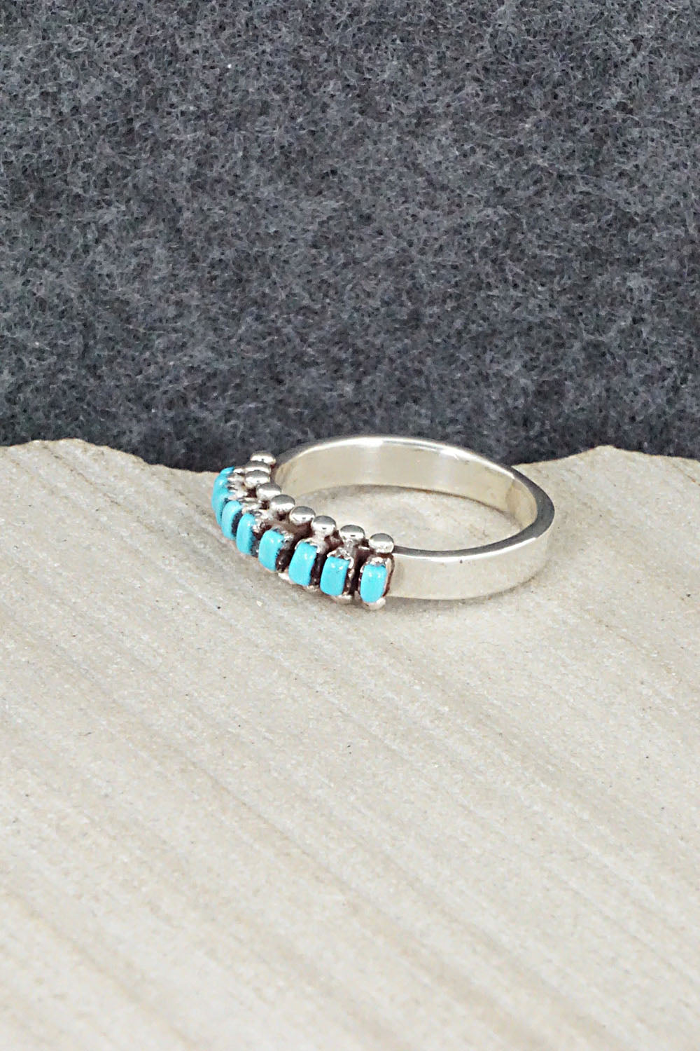 Turquoise & Sterling Silver Ring - Irma Unkestine - Size 8