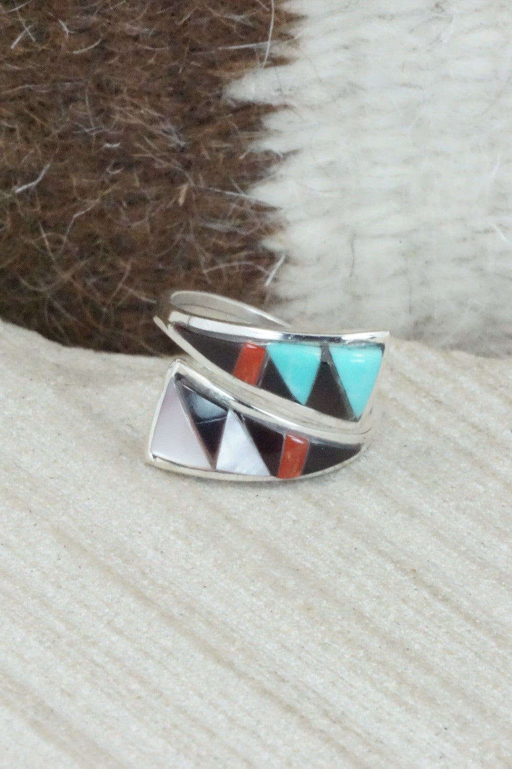Multi Stone & Sterling Silver Ring - Cena Zuni - Size 6.75