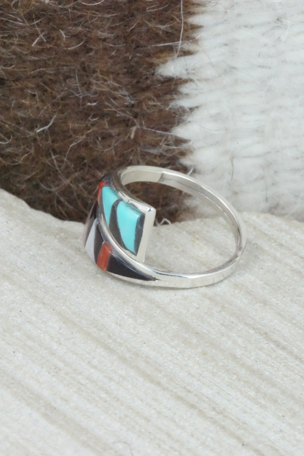 Multi Stone & Sterling Silver Ring - Cena Zuni - Size 6.75