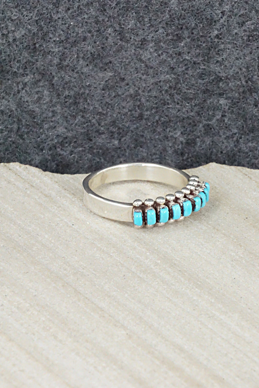 Turquoise & Sterling Silver Ring - Irma Unkestine - Size 7.25