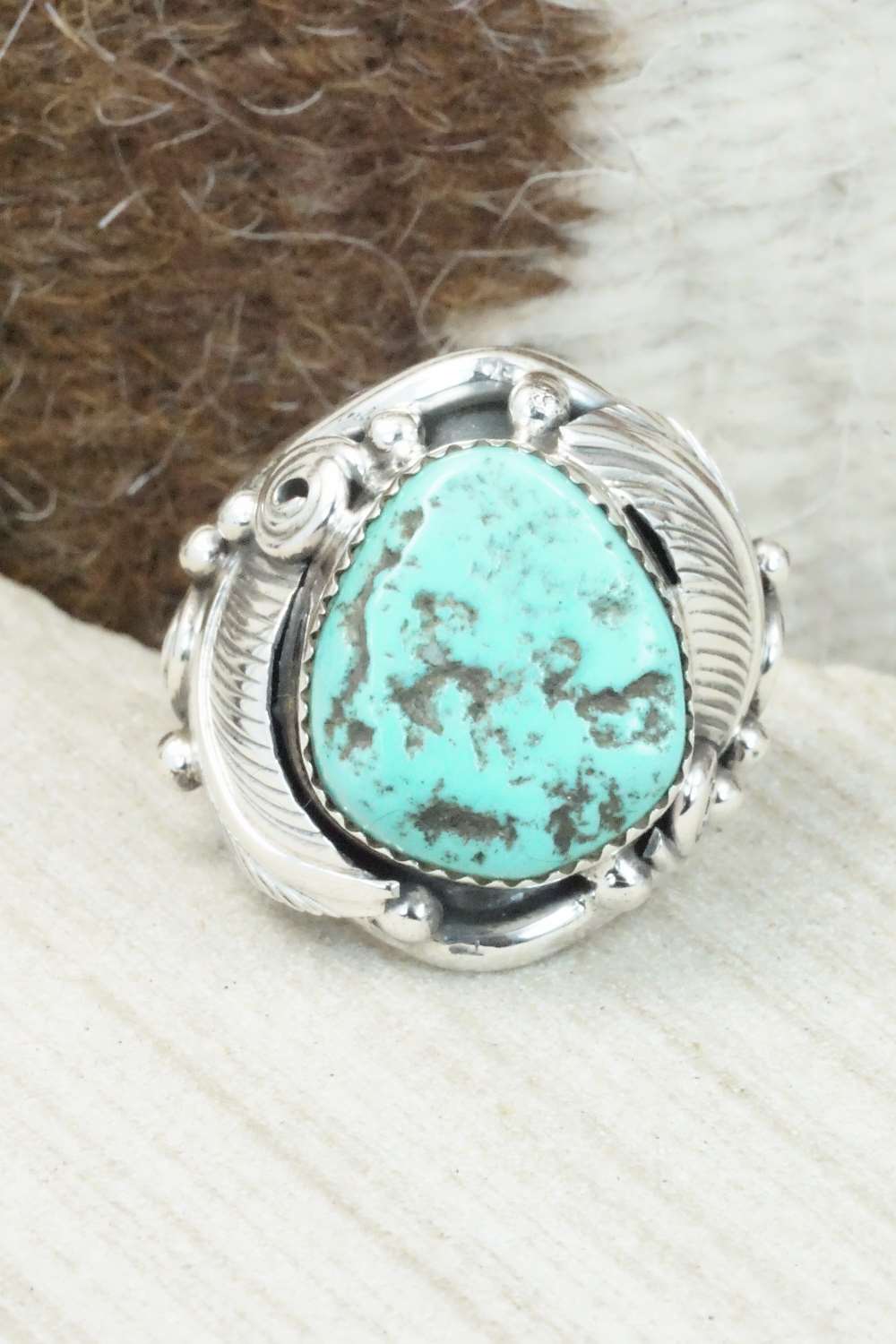 Turquoise & Sterling Silver Ring - Darrell Morgan - Size 9.25