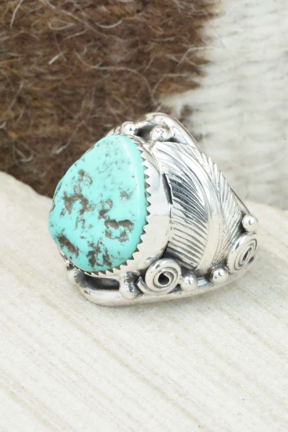 Turquoise & Sterling Silver Ring - Darrell Morgan - Size 9.25